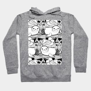 Sundae Seal Line Art Seamless Pattern Hoodie